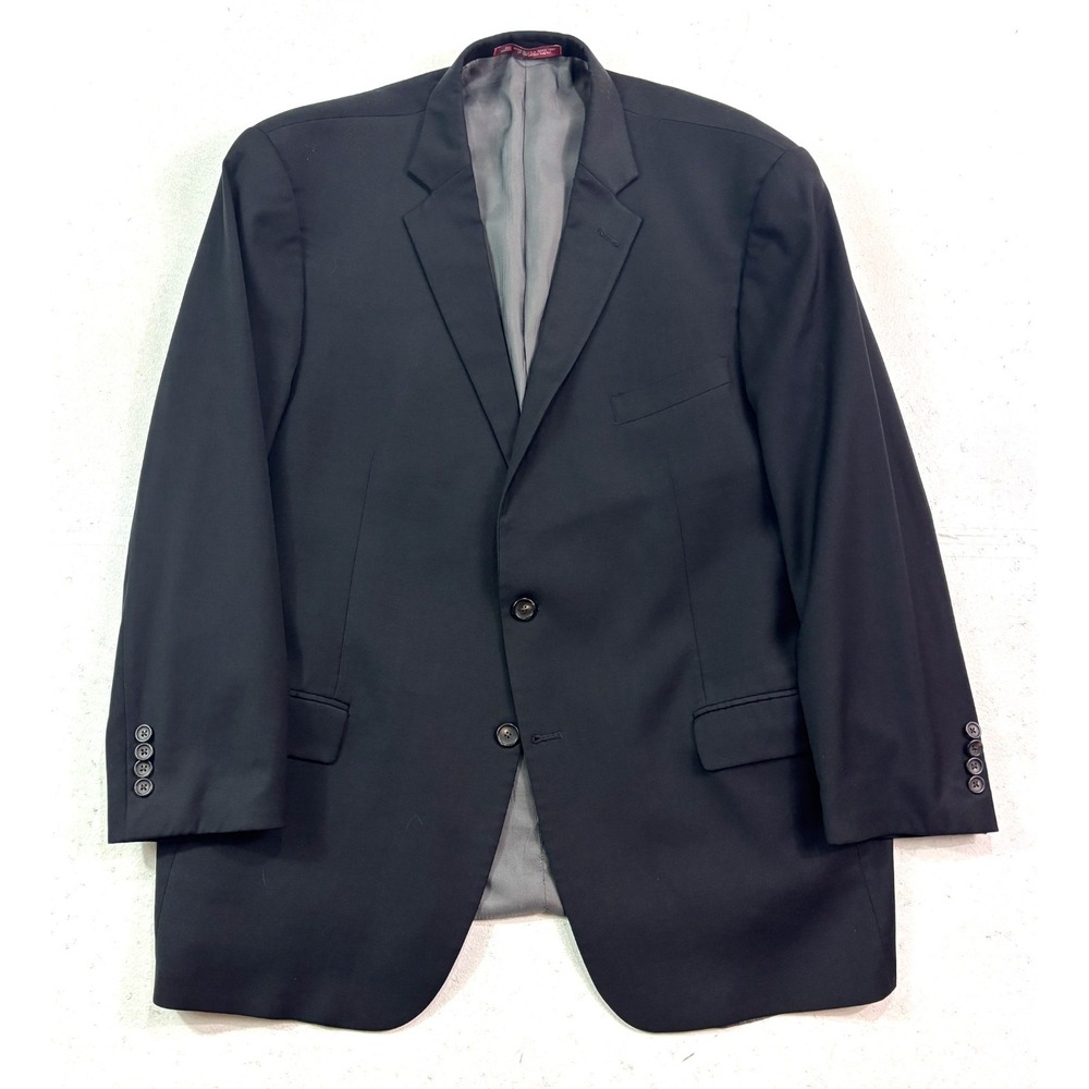 Hart Schaffner Marx 48R black‎ blazer jacket sport suit coat USA all season wool